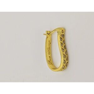 LOVE ALWAYS Signed 18k Yellow Gold Plate‎ Crystal Hoop Earrings FREE $HIPPING!!